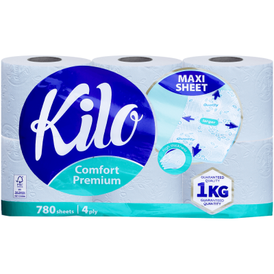 Hârtie igienică 4 straturi, Kilo Comfort, 6 role